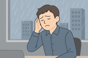 雨が降っていて頭痛